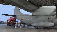 Sosirea pe Bz. 90 Tp. Aer. a aeronavei C-27 J Spartan cu materiale sanitare din Turcia
